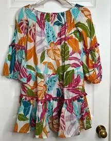 True Destinations Resort Wear Tropical Floral‎ Dress Swimsuit Coverup Size XS