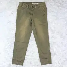 ANTHROPOLOGIE // CHINO Mid-Rise Olive Green Relaxed Fit Cropped Jeans 27