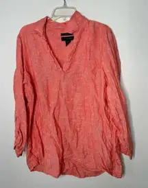 Tahari %100 linen coral blouse size 1X