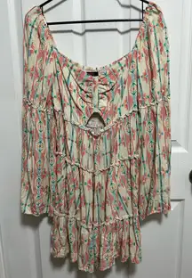 Rock&Roll Bohemian Print Off-Shoulder Top