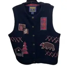 Woolrich‎ vest 100% wool lodge wildlife small plaid cabin