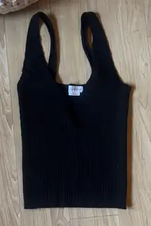 Lovers + Friends Black Ribbed Tank Top