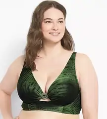 LANE BRYANT CACIQUE Plunge Underwire Swim Bikini Top breezy palm SIZE 46 DDD‎
