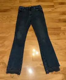 FRAME Denim Le Crop Mini‎ Boot Jeans Dark Wash Frayed Hem Women's Size 29