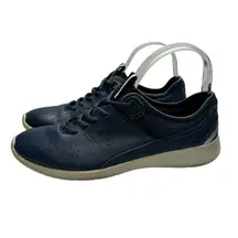 Ecco Blue and White leather Low-Top Sneakers shoes 40