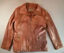 Marc New York Zip‎ Up Leather Jacket Brown Size XL
