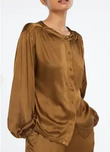 LACAUSA Devi Satin Buttoned Blouse‎ Sz S