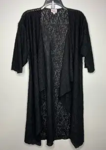 Lularoe black lace waterfall‎ kimono size small