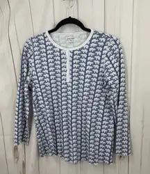 Roller Rabbit Women’s Small Blue Elephant Patterned Pajama Top