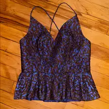 Exquise Blue & Orange Sleeveless Top