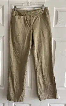 Claudia Ev Womens Size 2 Khaki Chino Straight Leg Pants Career Flat Front