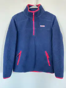 Vineyard Vines Women’s Fleece Sweatshirt Half Zip Nave Size XS Chest 40in 