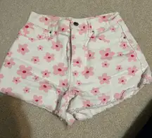 Pacsun Floral Pink and White Women's Shorts