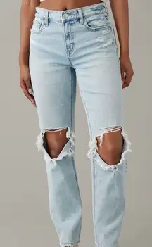 American Eagle Super High Rise Ankle Straight Jeans Women’s Size 00 Distressed