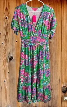 NWT! Lilly Pulitzer Juliet Ruffle Midi Dress in Multi & A Cherry on Top Small