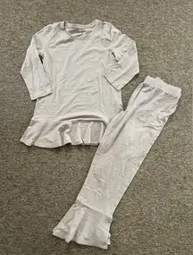 Anybody Pajama Set Grey Size XS wide Leg ruffle Cropped hem