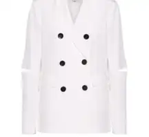 Tibi Women's Silk Blazer Elbow Cutout Size 6 City Edgy Oversized Fit Ivory‎