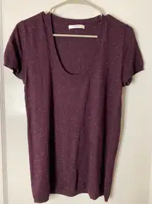 Zapa Paris Women's Plum Purple Metallic Sparkle Knit Top Size 2