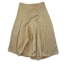 NWT Vince Pleated Mix Media Paneled Midi in Light Chamois A-line Skirt 6 $345