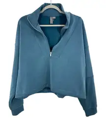 Sweaty Betty‎ Pullover Top Quarter Zip Long Sleeve Blue Womens Size US 12
