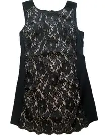 Boston Proper Black Lace Overlay‎ Cocktail Midi Dress Womens Medium Whimsigoth
