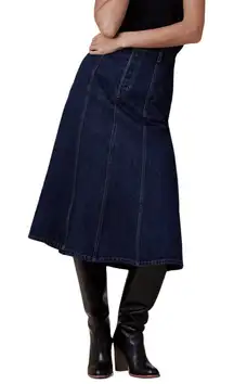 NWT BANANA REPUBLIC PIA DENIM MIDI SKIRT Dark‎ Button Fly Womens 18