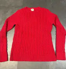 L.L.Bean Vibrant Red Cable Knit Sweater‎ - Cozy Winter Essential B-78