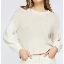 Gentle Fawn SoHo TriTone Colorblock Pullover Sweater Tan Cream Small