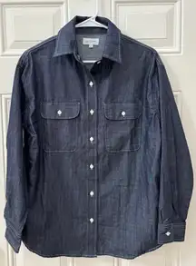 NWOT AG Adriano Goldschmied Women's S Indigo Denim Button Up Shirt Long Sleeves