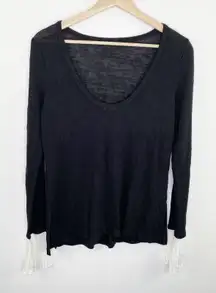 Sanctuary Womens Black Long Sleeve Shirt Size S Grunge Emo Layered Long Tunic