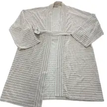 Madewell‎ Cardigan Womens Small Beige White Striped Belted Lightweight Robe