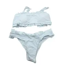 Womens Bikini Set Ruffle Crossover Cheeky Removable Cups White L