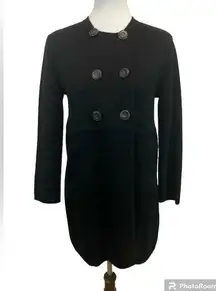 J. CREW Women's $265 Black‎ Long 100% WOOL Button Coat Sz S