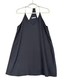 THREE EIGHTY TWO Black V Neck Spaghetti Strap Swing Dress Women's M