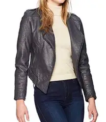 Jack by BB Dakota Amanda Gray Vegan Faux Leather Moto Jacket XS Women’s