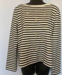 Betsey Johnson Performance Lightening Bolt Stripped Shirt
