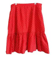 Handmade Vintage Retro Red Heart Print Skirt Fit and flare Ruffle Hem Size 16