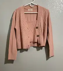 Rose Blush Knit Cardigan and Crop Top Set 