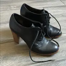 Nine West Black Heeled Boots with Brogue Detailing