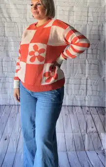 Flower Checker Sweater 