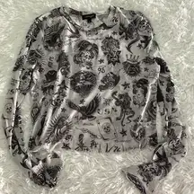 Ed Hardy New  Flashboard Grey Mesh Shirt XL