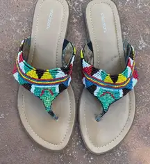 Target y2k style Multi-coloured beaded sandals with a boho vibe sz 9 women’s / slight wear 