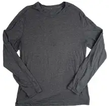 Lululemon Men's Dark Gray Crew Neck Workout Running Athletic Long Sleeve Top L