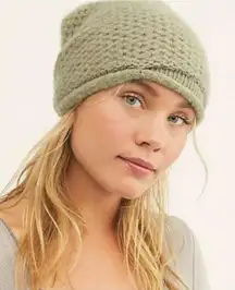 Free People Dreamland Knit Beanie Winter Hat Olive Green Women’s