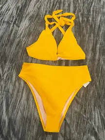 Vibrant Yellow Bikini Set Top 36D Bottoms M by shade shore