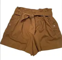 TOPSHOP Khaki High Waisted Shorts with Belt Sz 10