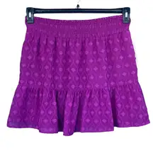 Bar III X-Large A-Line Mini Skirt Smocked Waist Lined Ruffled Hem Fuchsia New