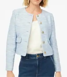 NWOT J. Crew Factory Tweed Lady Jacket Blazer Fresh Air Linear Tweed Blue Size 8