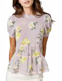 Meraki Yellow and Pink Floral Blouse