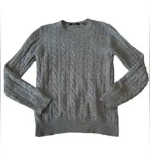 Saks Fith Avenue  Cable Knit Cashmere Crew Neck Grey Sweater  Small